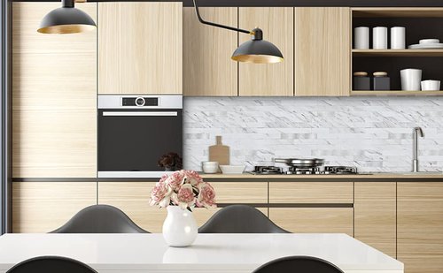 Midcard 20 Sheet Peel and Stick Backsplash, White Marble PVC Wall Tile for Kitchen Backsplash