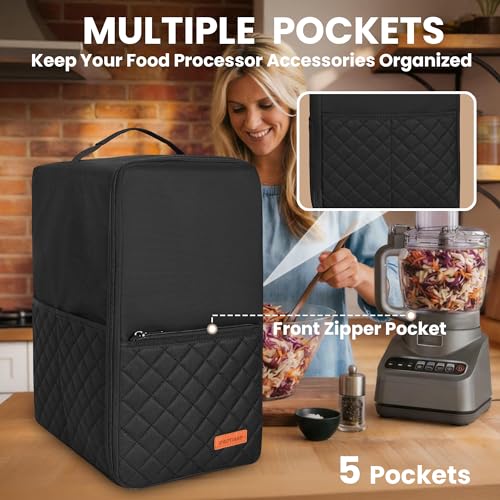 CROTIRAD Universal 8-14 Cup Food Processor Cover with Dust-Proof Pockets