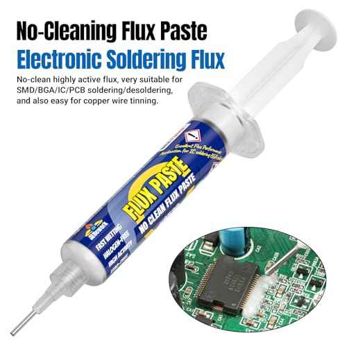 Electrical Soldering Flux Paste (10cc Syringe) with Desoldering wick Braid (3M/10ft 2.5mm) for Electronics Soldering Repairs Remover Kit