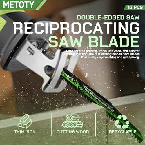 6 inch Reciprocating Saw Blade Set for Metal Wood Iron, Reciprocating Saw Blade Set - 5 TPI & 14 TPI, 10 Pieces with Organizer Case, Durable HCS for Tree Branches