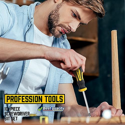 Amartisan 10-Piece Magnetic Screwdrivers Set with Ergonomic Handles - Yellow Variation