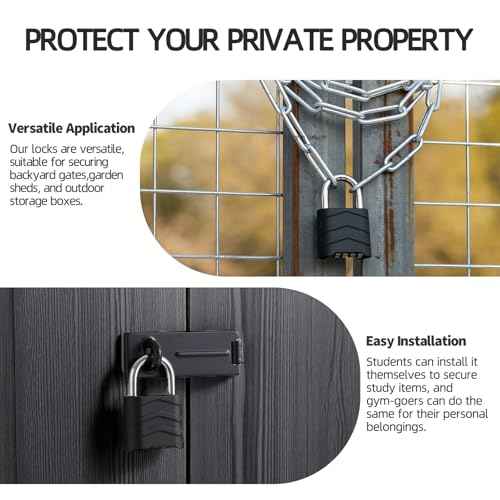 Combination Padlock Heavy Duty Locker Lock 4 Digit Padlock Gym Locker Locks for Fence Gate Storage Unit (Black, HD_10_3.5)