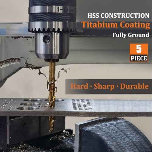 5mm Metric Cobalt Drill Bits, M42 HSS Metal Drill Bit Set for Hardened Steel, Cast Iron, Wood and Plastic, 135 Degree Split Point, 5 Pcs