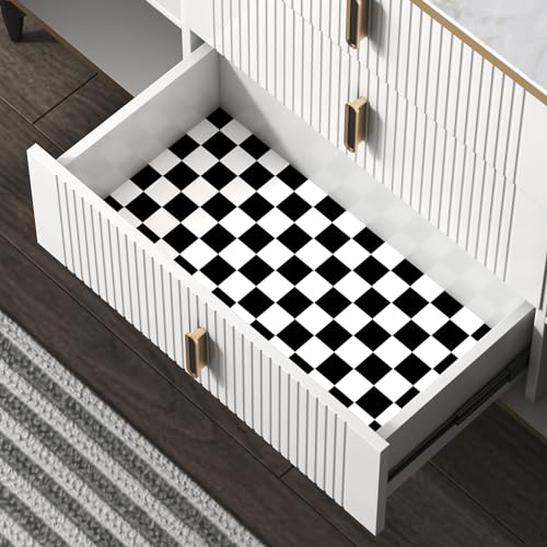OSECAGE Black & White Checkered Peel and Stick Wallpaper 17.7"x78.8" - Modern Contact Paper