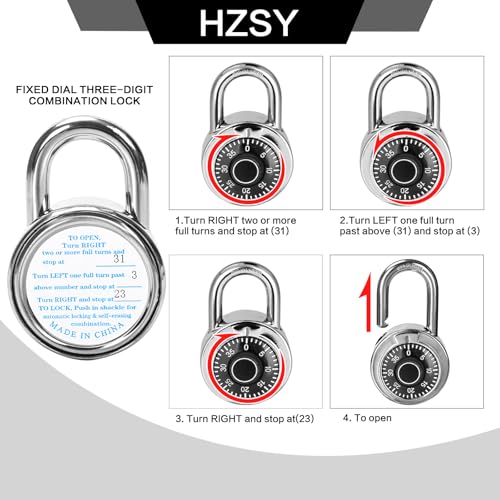 HZSY 1 Pack Black Combination Padlock with Preset 3-Digit Code, 2-Inch Body