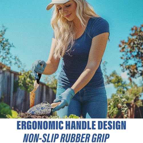 Aimerla Gardening Tool Set of 5 Heavy Duty Aluminum Garden Tools with Non-Slip Rubber Grip, Fashion Garden Bag, Durable Hand Tools for Gardener, Weeding, Gardening Gifts for Women,Men - Floral