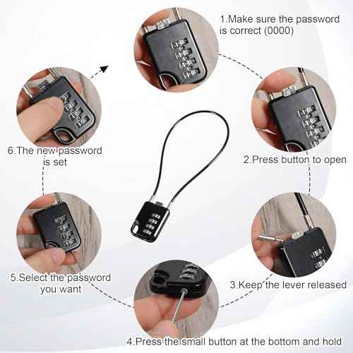 2 PCS Compact Design Resettable 4-Digit Combination Padlock with 12 Inches Long Cable, Small Cable Locks with Combination Durable Stainless Steel Cables Combo Lock Multipurpose Lock for Suitcase, Gym