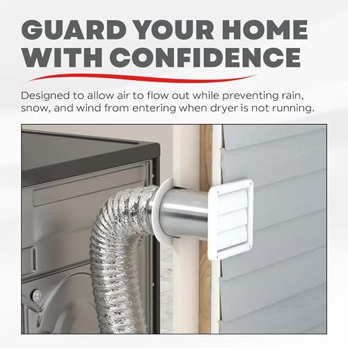 Deflecto 4-Inch Outdoor Dryer Vent Cover with Louvered Gravity Damper - White