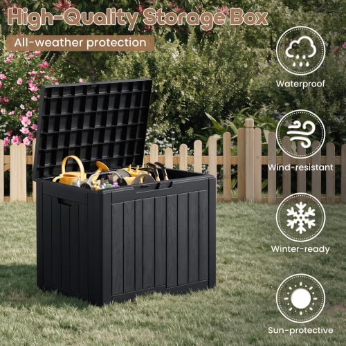 NUNU LAB 35 Gal Outdoor Waterproof Lockable Storage Box Black