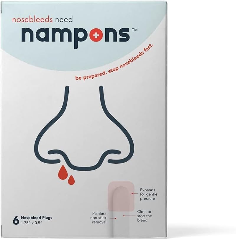 Nampons Nose Bleed Stoppers with Clotting Agent - Fast, Painless Emergency Care (6 Pack)