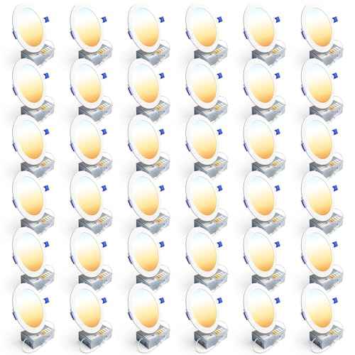 Ensenior 36 Pack 6 Inch LED Recessed Light Canless Wafer 5CCT Dimmable