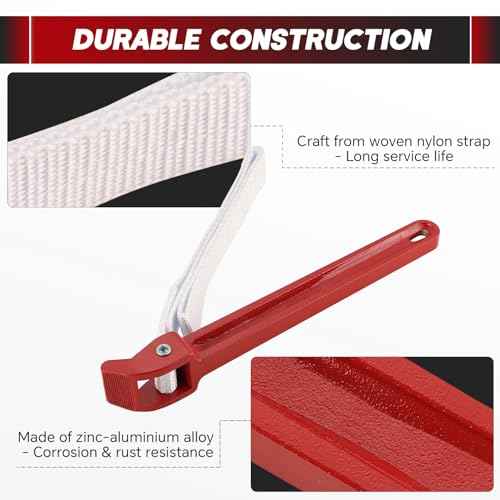 12 Inch Pipe Strap Wrench | Adjustable Nylon Strap Wrench Oil Filter Strap Opener Wrench Belt Repairing Wrench for Auto Oil Filter Element