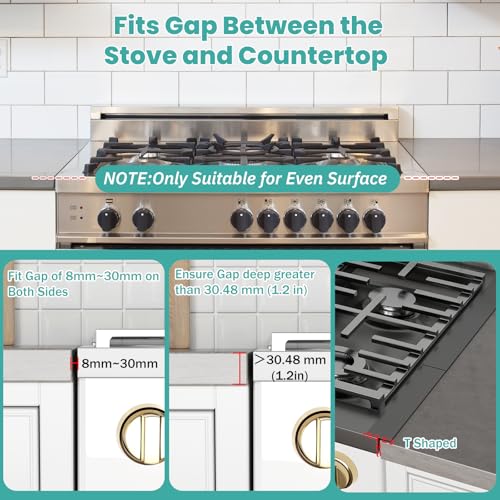 LIFFEE Black 13.8"-27.5" Stainless Steel Stove Gap Covers, Retractable Gap Filler Kit