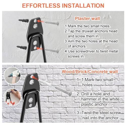 Garage Hooks Heavy Duty 14 Pack, Steel Garage Storage Hooks, Tool Hangers for Garage Wall Utility Wall Mount Garage Hooks and Hangers with Anti-slip Coating for Garden Tools, Ladders, Bulky Items