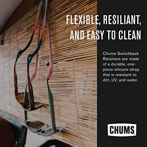 Chums Switchback Safety Eyewear Retainer - Lightweight & UV Resistant Silicone Sunglasses Strap for Men & Women - Red Coral