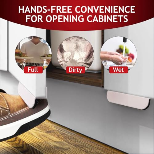 RVPEKUPE White 4-Inch Under Cabinet Toe Foot Pull - Hands-Free Cabinet Handle
