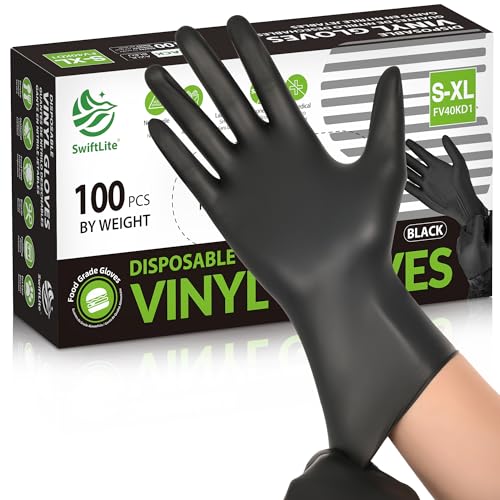 SWIFTLITE Large Disposable Vinyl Food-Grade Gloves Latex-Free - 100 Pack