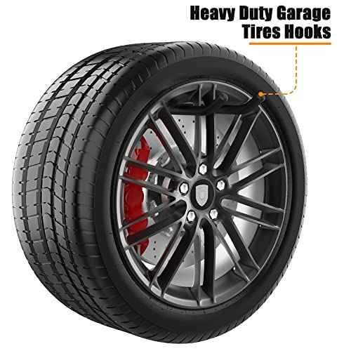 Garage Hooks, Heavy Duty Garage Hooks -12.4 Inch Wall Mount Hangers for Chairs, Power Tools, Garden Tools, Tires & More - Max 120 lbs (2-Pack)