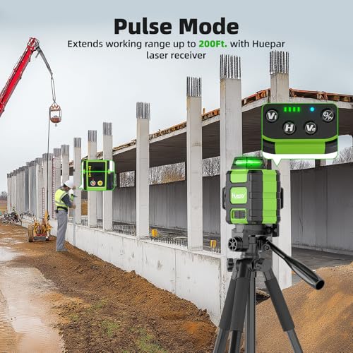 Huepar 3D Green Laser Level 360 Self-Leveling Cross Line Laser with Magnetic Bracket