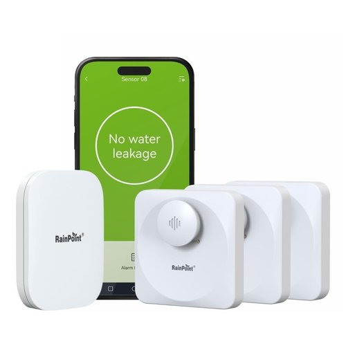 RainPoint WiFi Water Leak Detectors for Home - IP66 Waterproof Grade Water Sensor Leak Detector Kit with Hub, Powerful Alarm Siren, Includes 3 Water Alarm Leak Detectors & One WiFi Gateway Hub