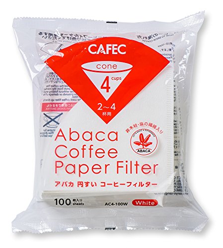 CAFEC 100-Pack Cone-Shaped V60 02 Coffee Filter Pura Pulp, 1-4 Cup
