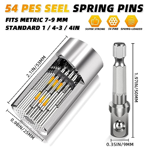 Super Universal Socket Tools Gifts for Mens Christmas Stocking Stuffers for Men Grip Socket Set With Power Drill Adapter (7-9MM) Cool Tools Gadgets for Dad Husband Birthday gifts for Women Him (1)