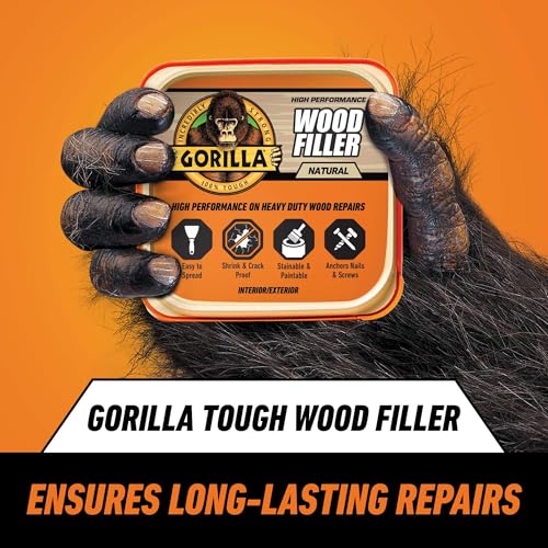 Gorilla All Purpose Wood Filler 16 oz Tub Natural Finish - Water Resistant & Paintable