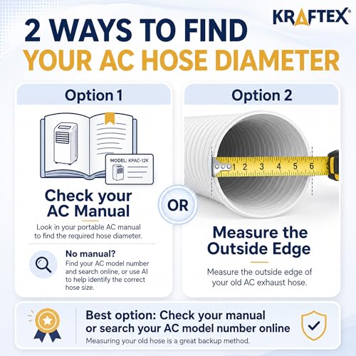 Kraftex 5.9-Inch White Anti-Clockwise Portable AC Exhaust Hose, Extends up to 80 Inches