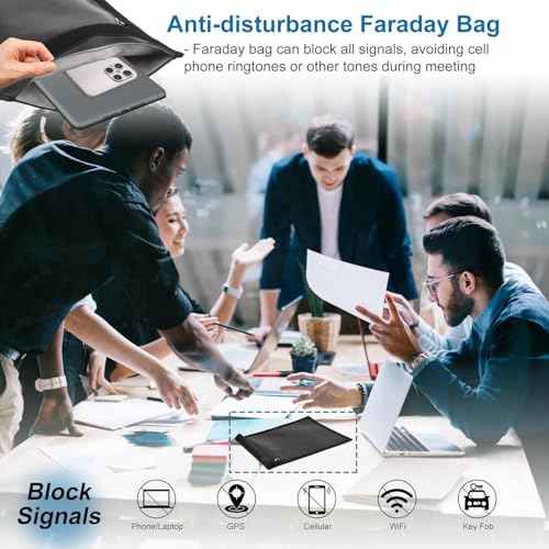 5 Pack Faraday Bags Emp Proof Bag, Extra Large Faraday Bag Included, Suitable for Phones/Laptops/Car Keys, Fireproof & Waterproof Faraday Bag for Anti-Theft Anti-Tracking RFID Signal Blocker Bag