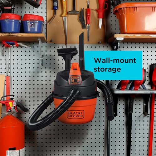 BLACK+DECKER 1 Gallon Wet Dry Shop Vacuum Small Wall Mount Mini Vacuum with Accessories