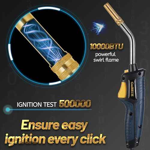 High Intensity Propane Torch Fuel by Propane,Trigger-Start Reach Hose Torch Included Holster, 5FT Hose Torch, Propane Torch Head with Ignition,Soldering Torch Kit(Fuel not included)