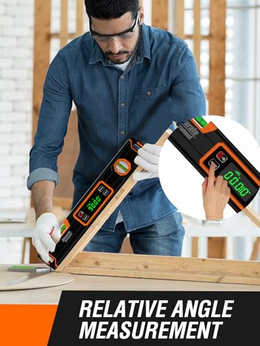 Mecurate 15.7-Inch Digital Level & Magnetic Angle Finder – Orange, ±0.1°