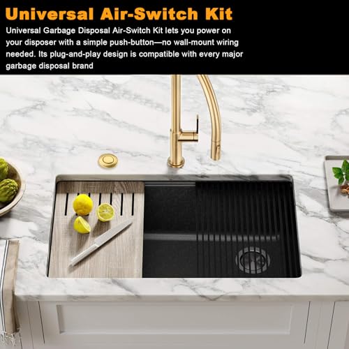 UHOUSING Brushed Gold Garbage Disposal Air Switch Kit | Sink Top Push Button for InSinkErator & Waste King