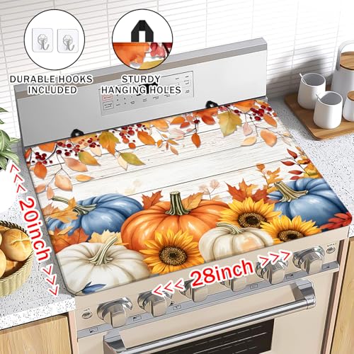 Seimip Hello Fall Pumpkin 28x20 Silicone Stove Top Cover — Heat-Resistant Glass Cooktop Pad