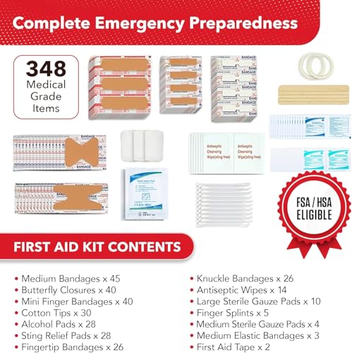 Swiss Safe 2-Pack Large Hardcase 348-Piece First Aid Kit for Camping, Travel & Car Emergency