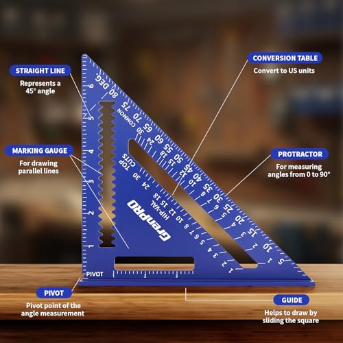 Combination Square Set, 7 & 12 Inch Aluminum Zinc Carpenter Tool