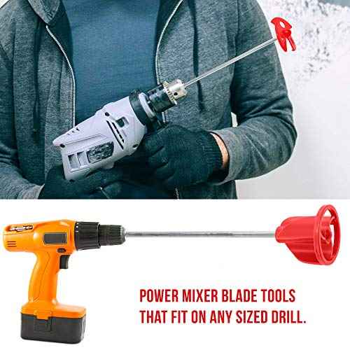TCP Global Paint Mixer Attachment (Set of 2) - 14" Drill Paddle Mixer with 1/4" Round & 5/16" Hex Shafts, 3" Paddles - Mix 1 Quart to 2.5 Gallons of Paint, Epoxy Resin, Concrete, Drywall Mud, Mortar