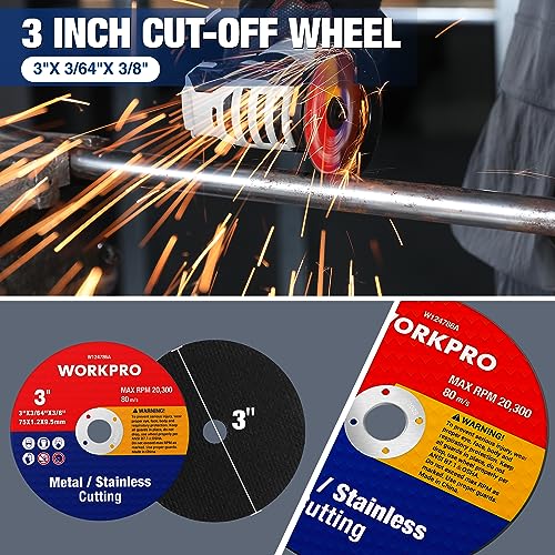 WORKPRO 20-Pack Cut-Off Wheels, 3 X 3/8-inch Metal&Stainless Steel Cutting Wheel, Thin Metal Cutting Disc for Angle Grinder