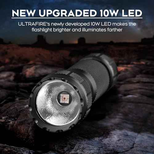 ULTRAFIRE Red LED Flashlight, 10W Single Mode Red Light Flashlight for Night, High Power Small Red Night Light for Astronomy, Aviation, Hunting, Night Observation WF-501R PRO