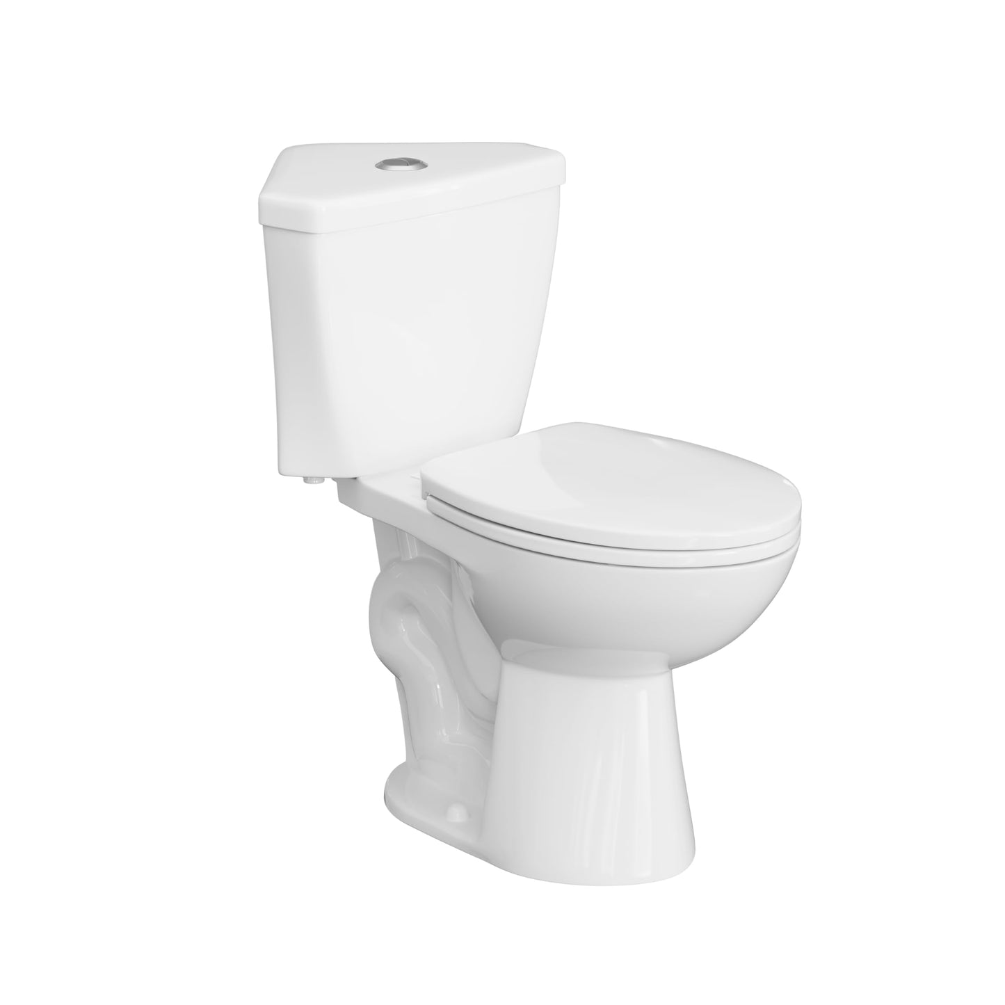 SUPERFLO 17.2" Corner Toilet Elongated, Compact Two-piece Toilets with Comfort Height Toilet Bowl & Slow Close Seat, Small Toilets For Small Bathroom-Dual Flush 0.8/1.28 GPF