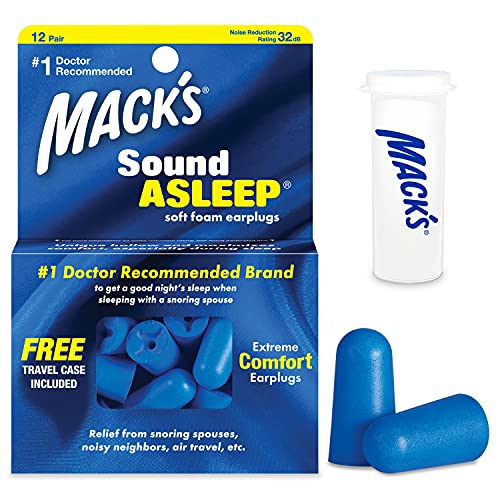 Mack¡¯s Sound Asleep Soft Foam Earplugs, 12 Pair ? 32dB High NRR, Comfortable Ear Plugs for Sleeping, Snoring, Travel and Noisy Neighbors