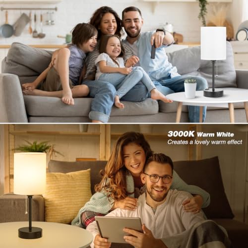 Dicoool 14.6 Inch White Bedside Table Lamp with USB-C & USB Ports, 3 Color Temperatures