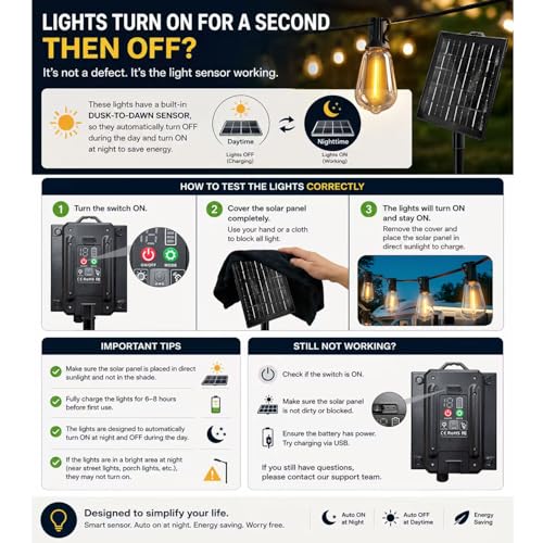 Skoiuc 100FT Warm White Solar String Lights Outdoor Waterproof with Remote & Timer