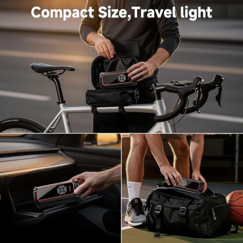 OlarHike Portable Tire Inflator with Large 6000mAh Battery & Dual Power, Gray - Fast Car & SUV Inflation