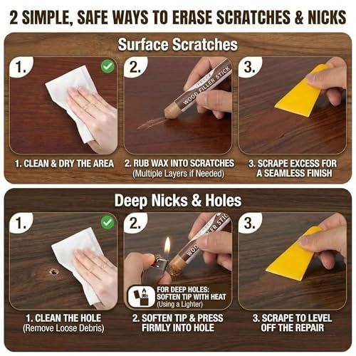Lifreer 16-Color Wood Filler Sticks for Furniture & Floor Touch-Up - Quick & Durable Repair