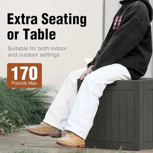 Sweetcrispy Deck Box with 31 Gallon Capacity, Weatherproof Resin Lockable Outdoor Storage for Secure Package Deliveries and Indoor Storage in Garden or Patio, Backyard