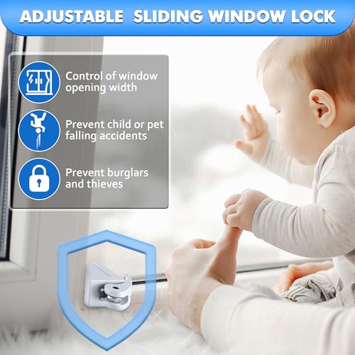 Enhon 5 Pack Short 1-3/16 Inch Diecast Sliding Window Locks - Secure Ventilation