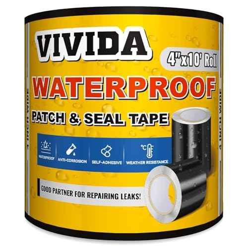 VIVIDA Waterproof Patch and Seal Tape, 4" ¡¿ 10' Waterproof Tape for Outdoor Use, Underwater Leaks Repair for Pool, Plumbing, Black, 1 Roll
