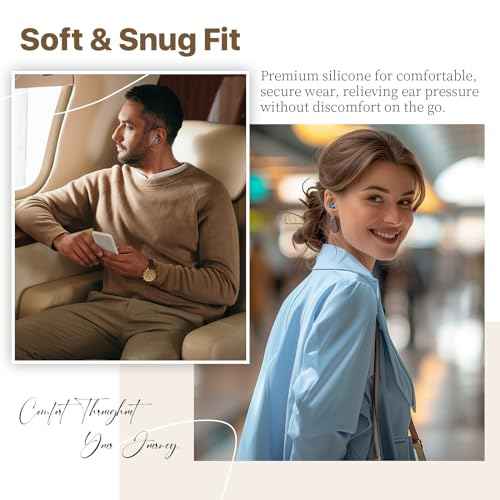 Hearprotek Airplane Earplugs for Pressure Relief, Soft Reusable Ear Protection for Air Travel, Includes Carrying Case, Essential for Adults to Alleviate Pressure and Muffle Engine Sounds (Blue)