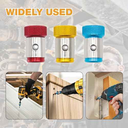 6 Pieces Strong Magnetic Screw Ring, 1/4 Inch/ 6.35 mm Universal Magnetic Screw Ring Bit for Hex Screwdriver and Power Bits